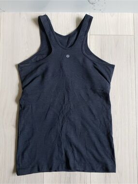 Lululemon Seamlessly Covered Tank Womens 10 Black Ribbed Top Shirt W1F48S